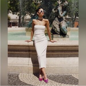 NWT ZARA | Oyster White Midi Dress